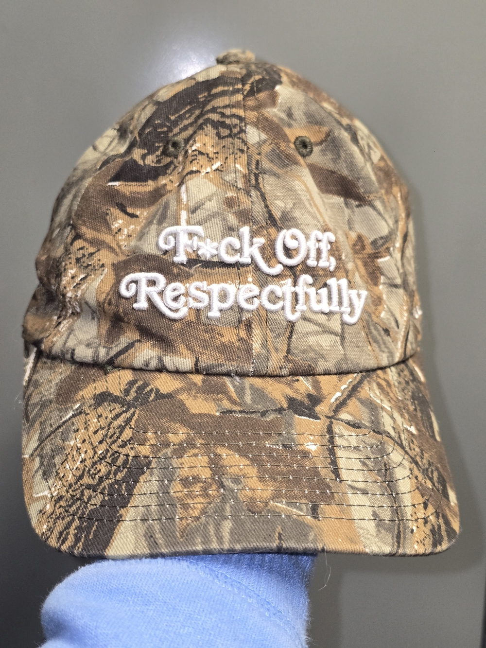 Camouflage 'F*ck Off, Respectfully' Embroidered Baseball Cap